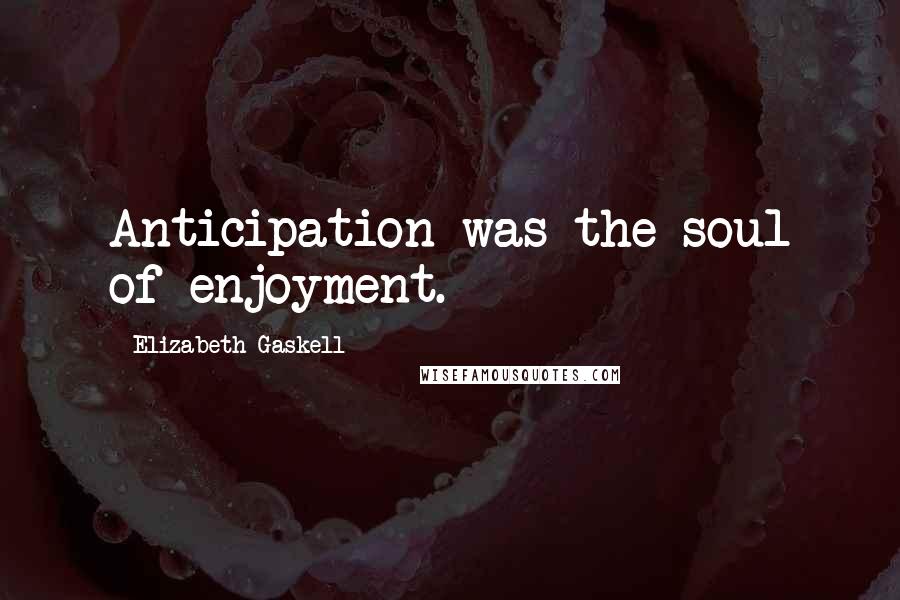 Elizabeth Gaskell Quotes: Anticipation was the soul of enjoyment.