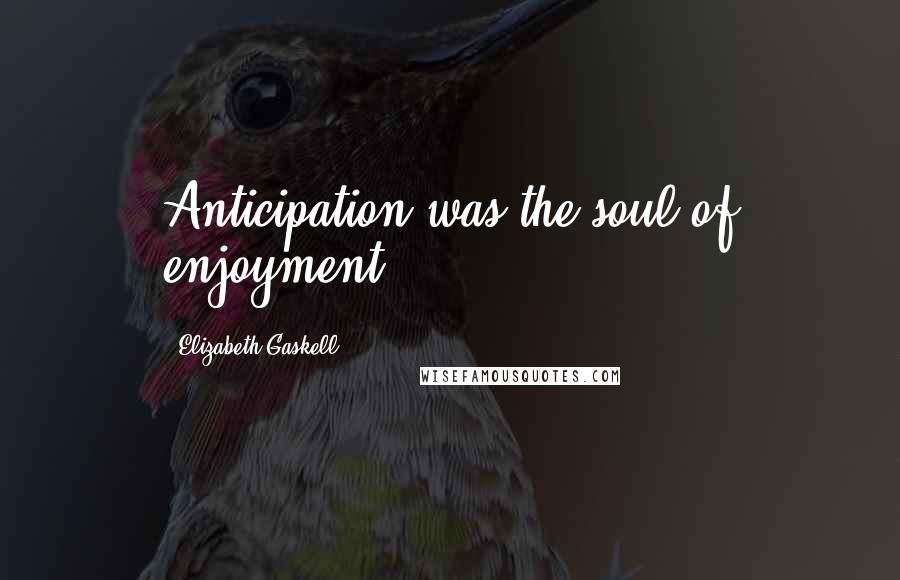 Elizabeth Gaskell Quotes: Anticipation was the soul of enjoyment.