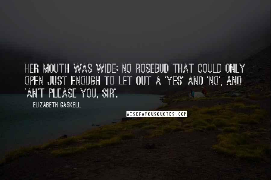 Elizabeth Gaskell Quotes: Her mouth was wide; no rosebud that could only open just enough to let out a 'yes' and 'no', and 'an't please you, sir'.
