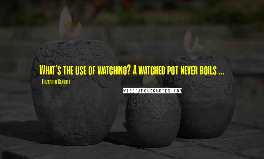 Elizabeth Gaskell Quotes: What's the use of watching? A watched pot never boils ...