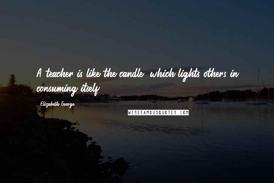 Elizabeth George Quotes: A teacher is like the candle, which lights others in consuming itself.