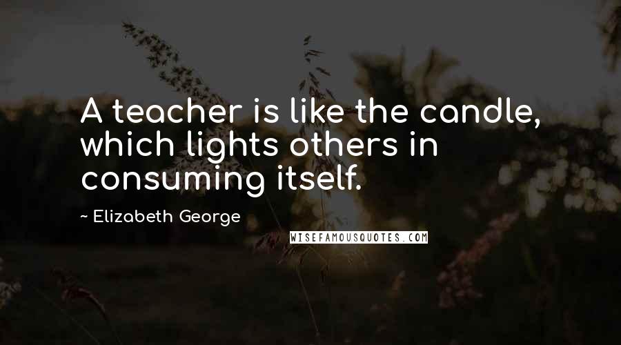 Elizabeth George Quotes: A teacher is like the candle, which lights others in consuming itself.