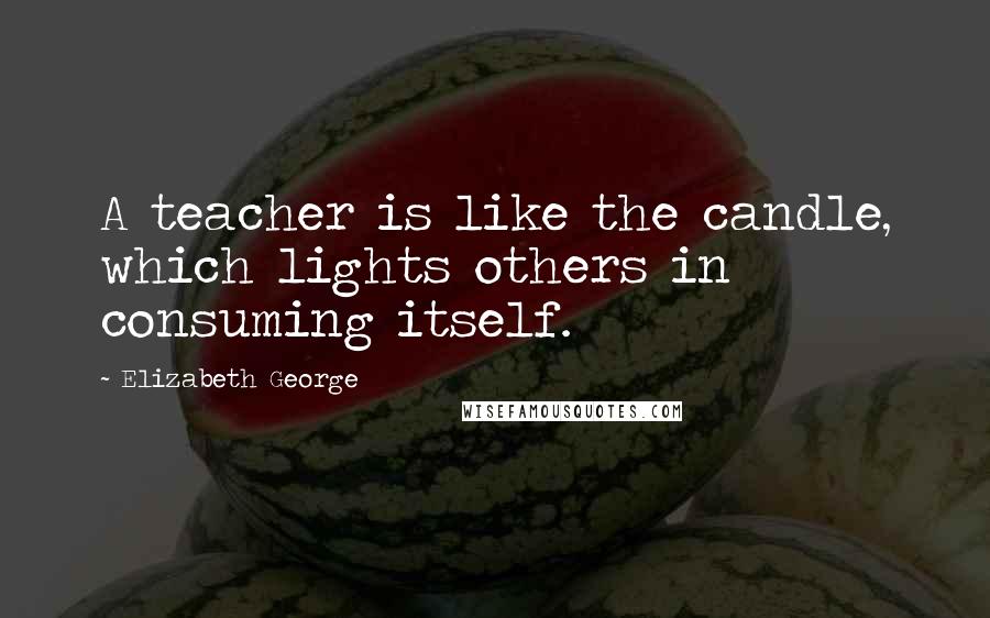 Elizabeth George Quotes: A teacher is like the candle, which lights others in consuming itself.