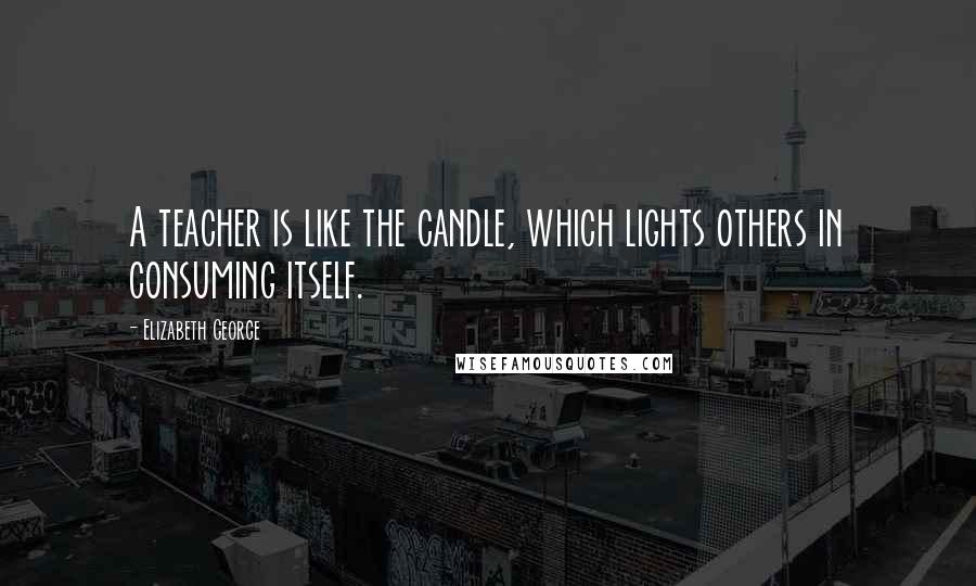 Elizabeth George Quotes: A teacher is like the candle, which lights others in consuming itself.
