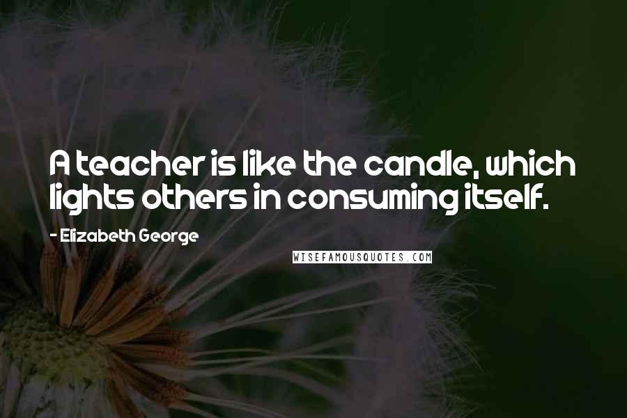 Elizabeth George Quotes: A teacher is like the candle, which lights others in consuming itself.