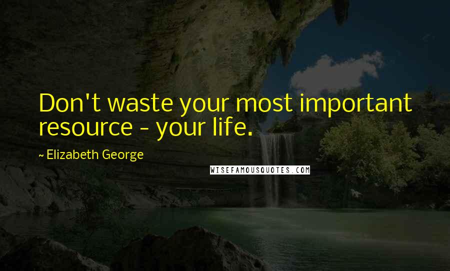 Elizabeth George Quotes: Don't waste your most important resource - your life.