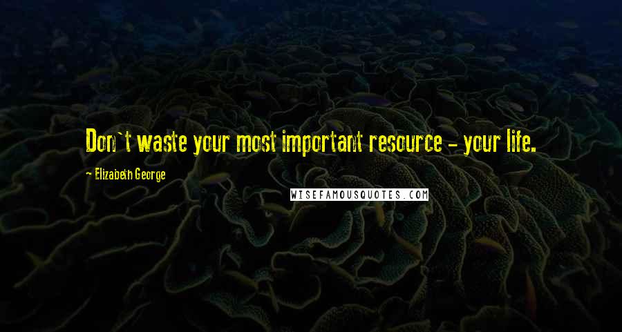 Elizabeth George Quotes: Don't waste your most important resource - your life.