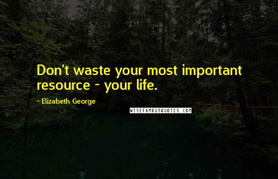 Elizabeth George Quotes: Don't waste your most important resource - your life.