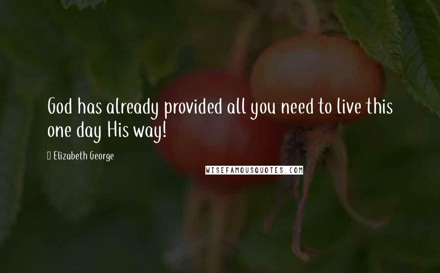 Elizabeth George Quotes: God has already provided all you need to live this one day His way!