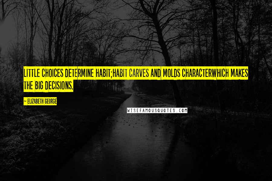 Elizabeth George Quotes: Little choices determine habit;Habit carves and molds characterWhich makes the big decisions.