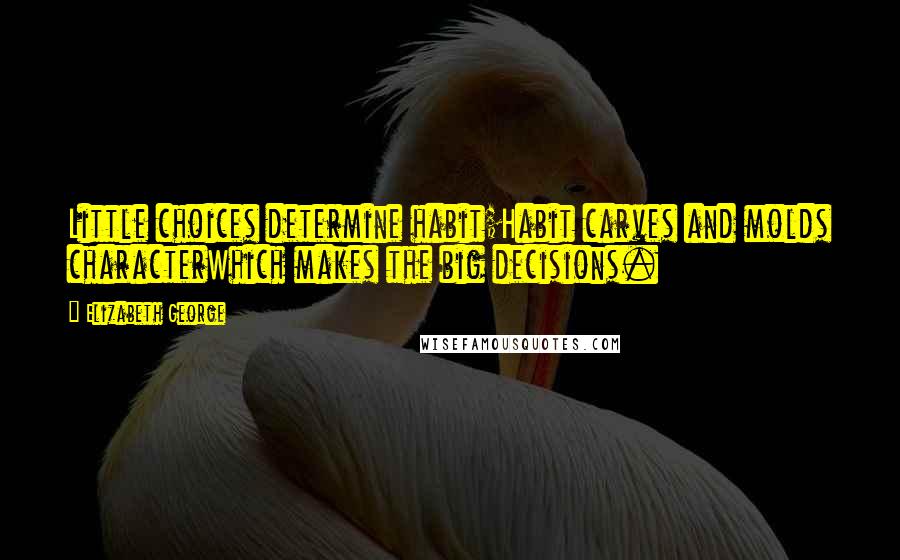 Elizabeth George Quotes: Little choices determine habit;Habit carves and molds characterWhich makes the big decisions.