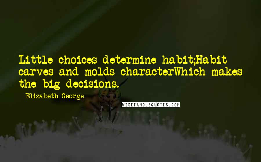 Elizabeth George Quotes: Little choices determine habit;Habit carves and molds characterWhich makes the big decisions.