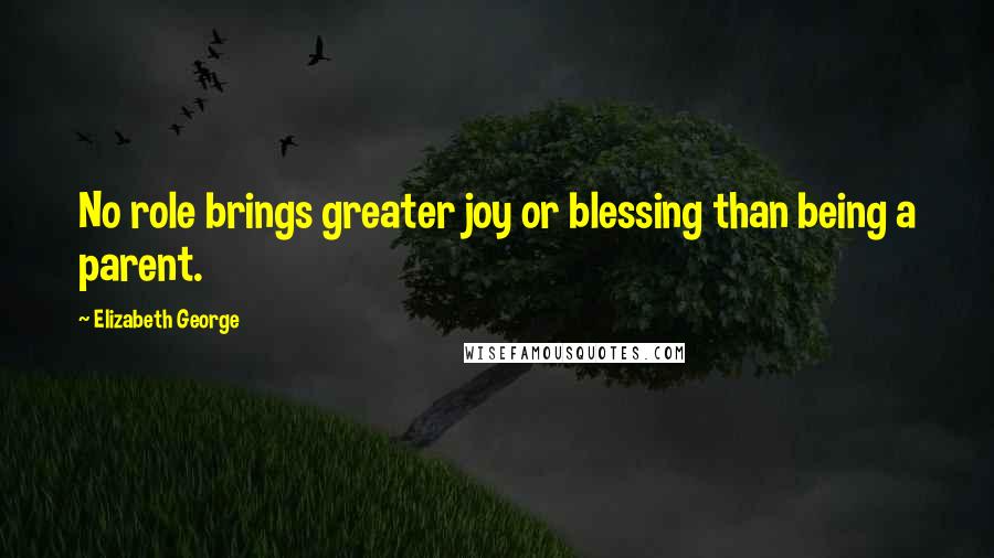 Elizabeth George Quotes: No role brings greater joy or blessing than being a parent.