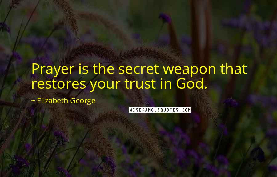 Elizabeth George Quotes: Prayer is the secret weapon that restores your trust in God.