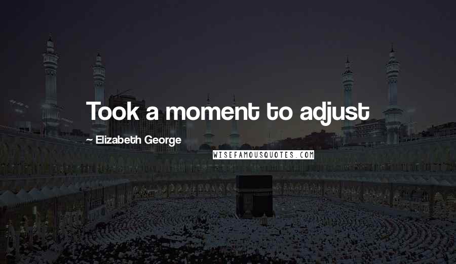 Elizabeth George Quotes: Took a moment to adjust