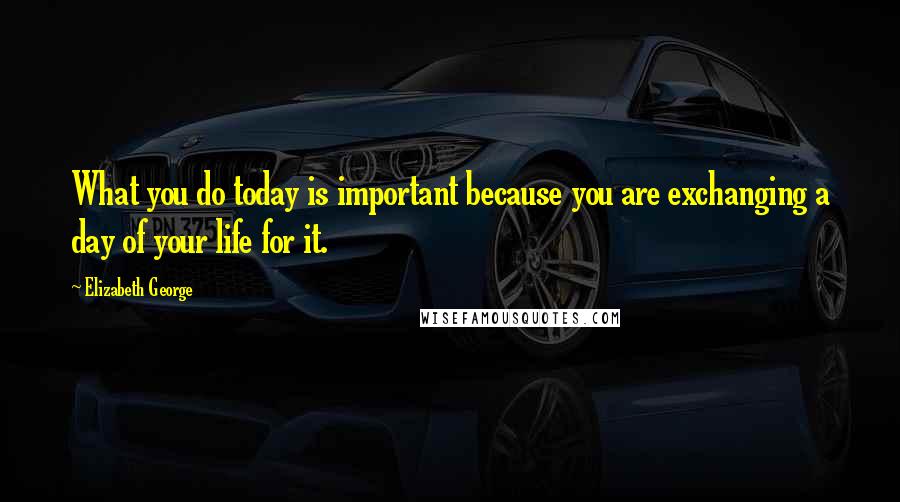 Elizabeth George Quotes: What you do today is important because you are exchanging a day of your life for it.