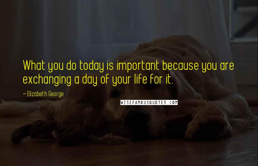 Elizabeth George Quotes: What you do today is important because you are exchanging a day of your life for it.