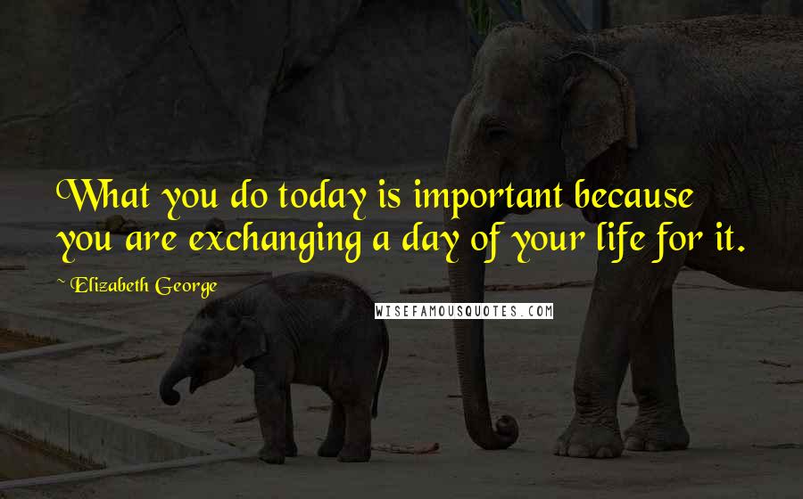 Elizabeth George Quotes: What you do today is important because you are exchanging a day of your life for it.