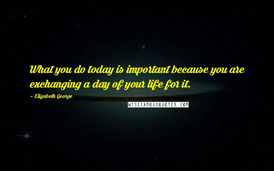 Elizabeth George Quotes: What you do today is important because you are exchanging a day of your life for it.