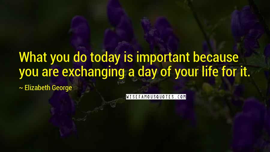 Elizabeth George Quotes: What you do today is important because you are exchanging a day of your life for it.