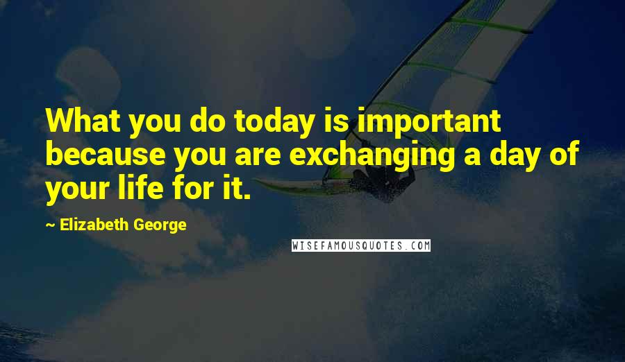 Elizabeth George Quotes: What you do today is important because you are exchanging a day of your life for it.