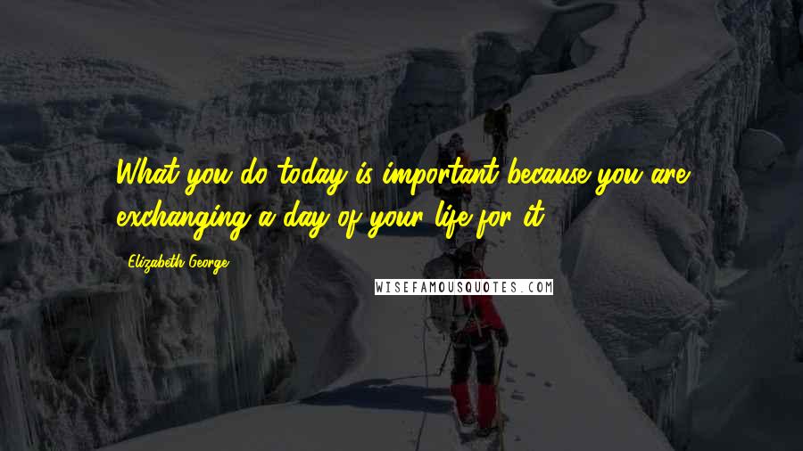 Elizabeth George Quotes: What you do today is important because you are exchanging a day of your life for it.