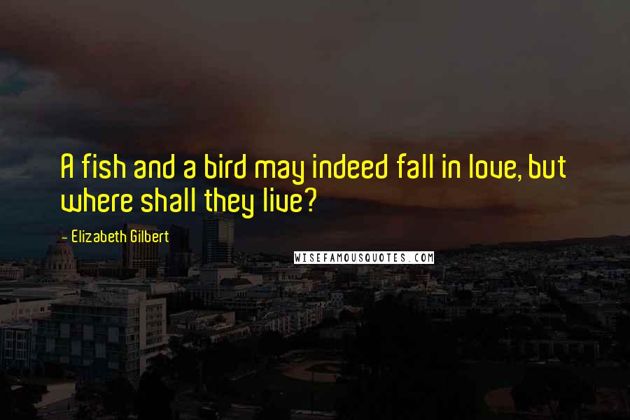 Elizabeth Gilbert Quotes: A fish and a bird may indeed fall in love, but where shall they live?