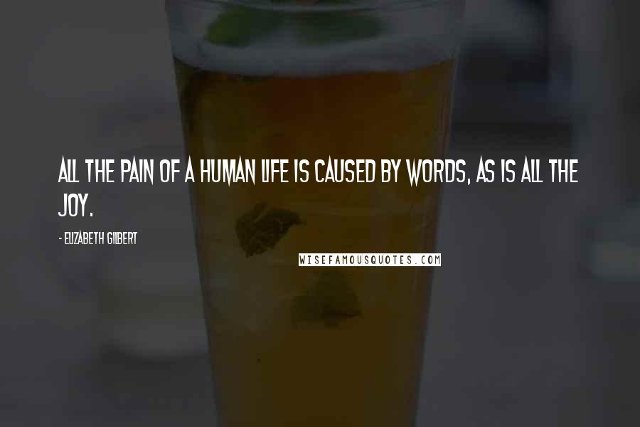 Elizabeth Gilbert Quotes: All the pain of a human life is caused by words, as is all the joy.
