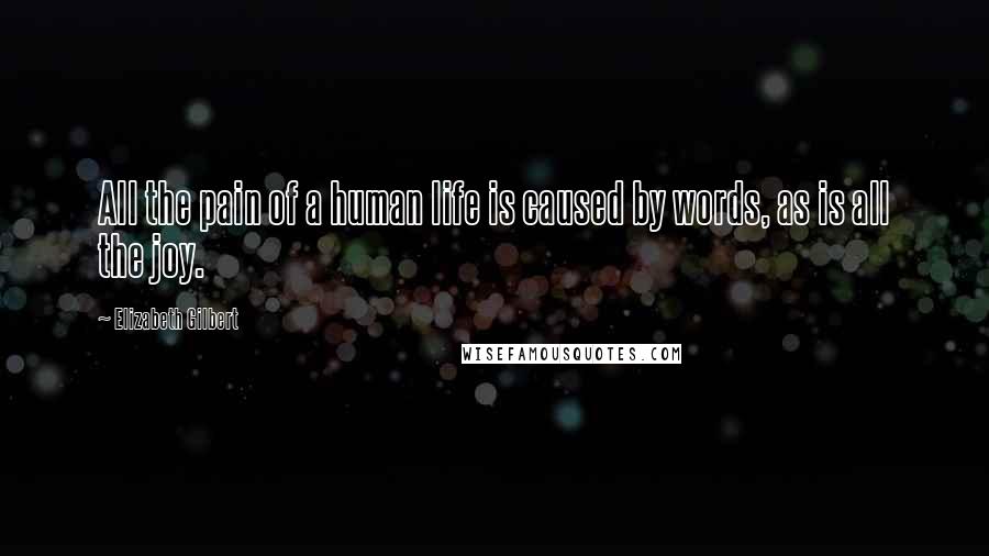 Elizabeth Gilbert Quotes: All the pain of a human life is caused by words, as is all the joy.
