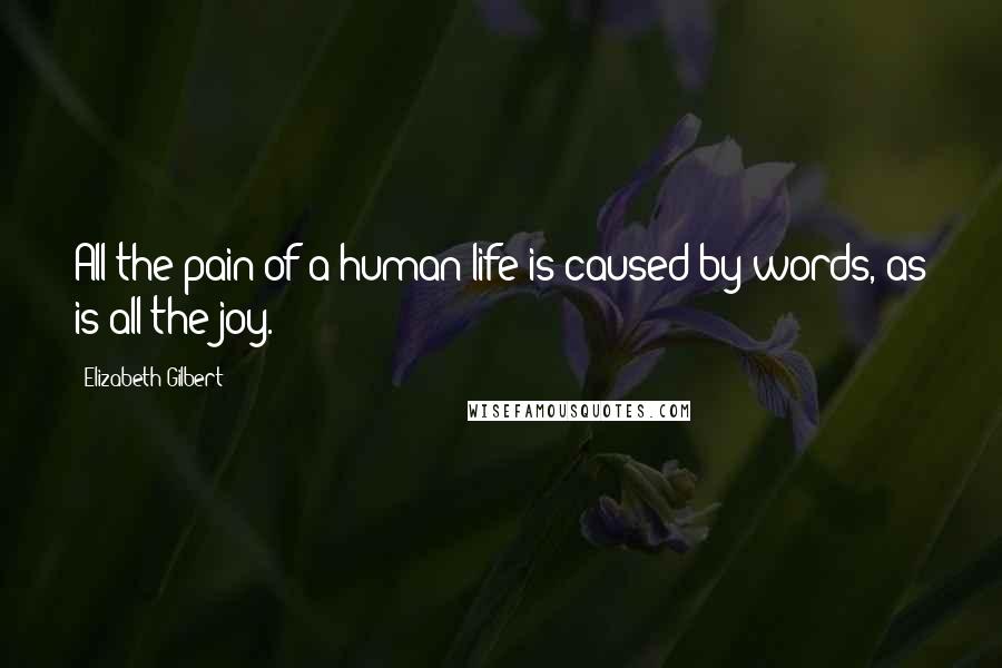 Elizabeth Gilbert Quotes: All the pain of a human life is caused by words, as is all the joy.