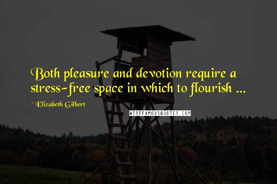 Elizabeth Gilbert Quotes: Both pleasure and devotion require a stress-free space in which to flourish ...