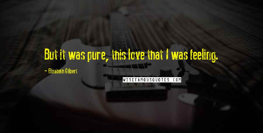 Elizabeth Gilbert Quotes: But it was pure, this love that I was feeling.