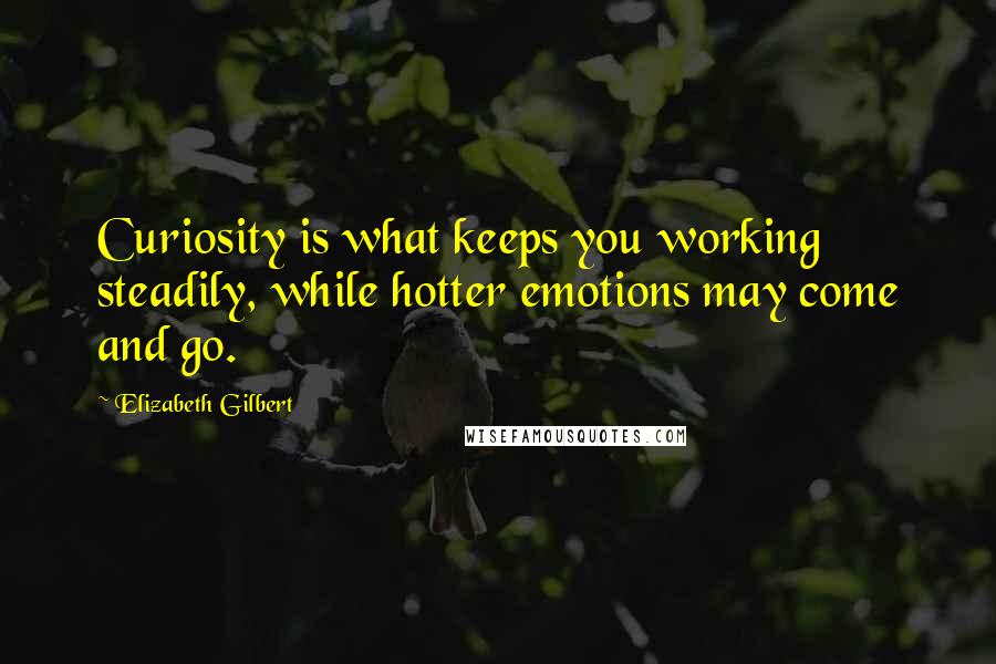 Elizabeth Gilbert Quotes: Curiosity is what keeps you working steadily, while hotter emotions may come and go.