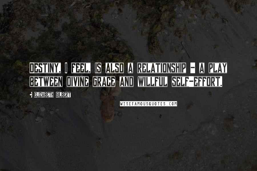 Elizabeth Gilbert Quotes: Destiny, I feel, is also a relationship - a play between divine grace and willful self-effort.