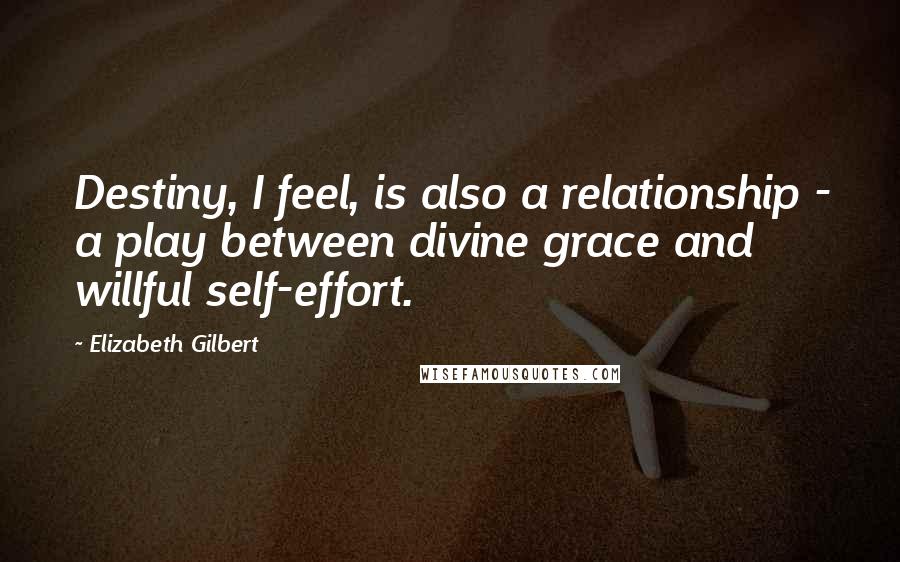 Elizabeth Gilbert Quotes: Destiny, I feel, is also a relationship - a play between divine grace and willful self-effort.