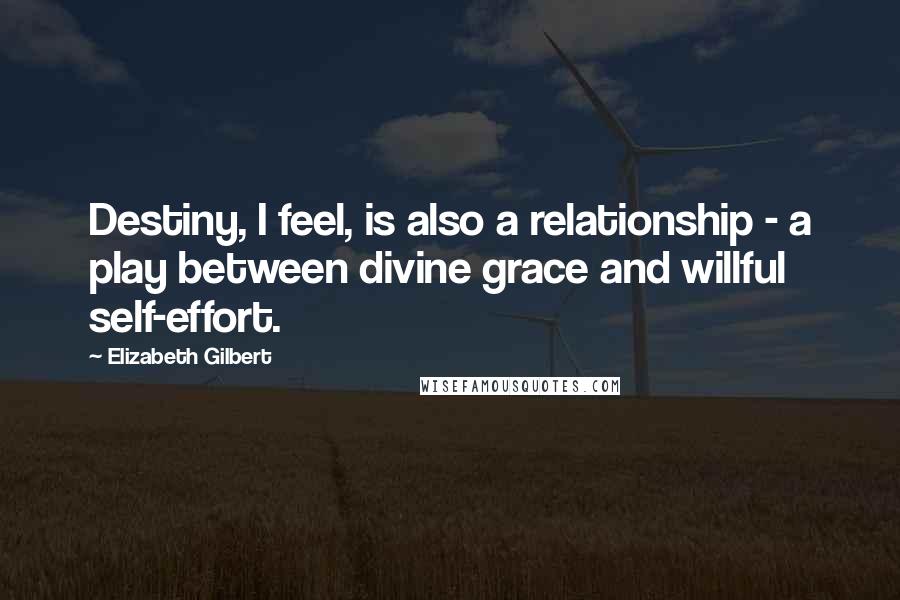 Elizabeth Gilbert Quotes: Destiny, I feel, is also a relationship - a play between divine grace and willful self-effort.