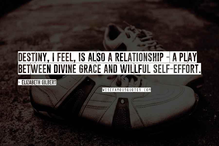 Elizabeth Gilbert Quotes: Destiny, I feel, is also a relationship - a play between divine grace and willful self-effort.