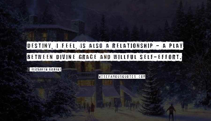 Elizabeth Gilbert Quotes: Destiny, I feel, is also a relationship - a play between divine grace and willful self-effort.