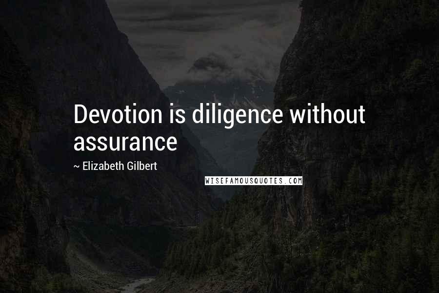 Elizabeth Gilbert Quotes: Devotion is diligence without assurance