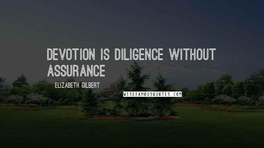 Elizabeth Gilbert Quotes: Devotion is diligence without assurance