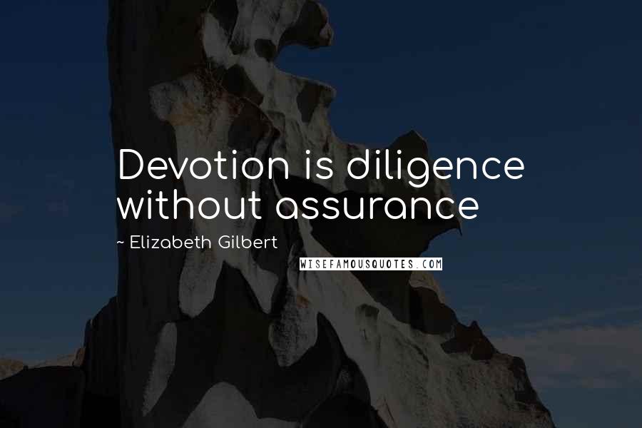 Elizabeth Gilbert Quotes: Devotion is diligence without assurance