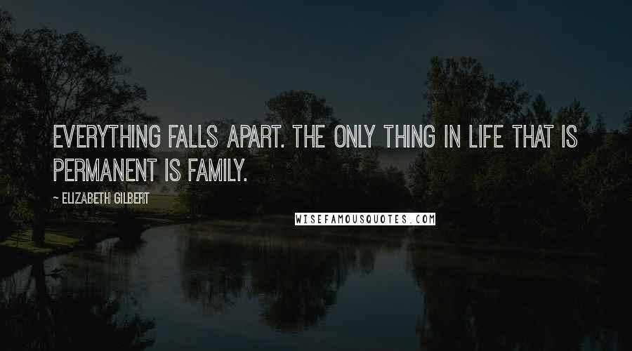 Elizabeth Gilbert Quotes: Everything falls apart. The only thing in life that is permanent is family.