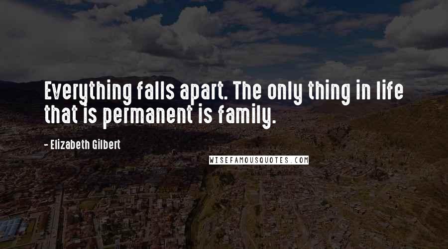 Elizabeth Gilbert Quotes: Everything falls apart. The only thing in life that is permanent is family.