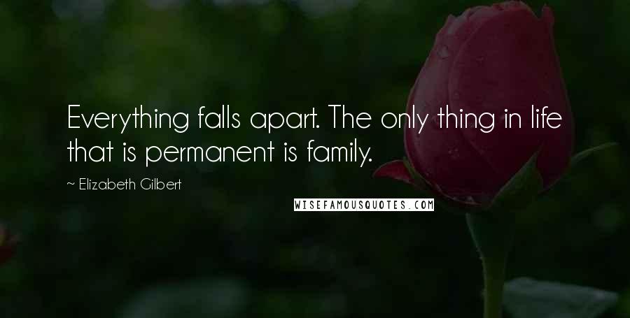 Elizabeth Gilbert Quotes: Everything falls apart. The only thing in life that is permanent is family.