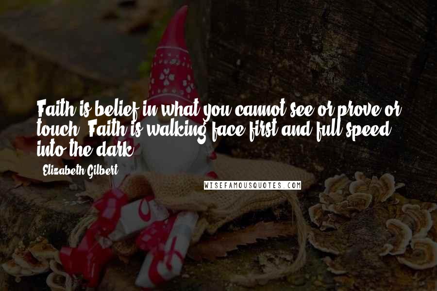 Elizabeth Gilbert Quotes: Faith is belief in what you cannot see or prove or touch. Faith is walking face-first and full-speed into the dark.