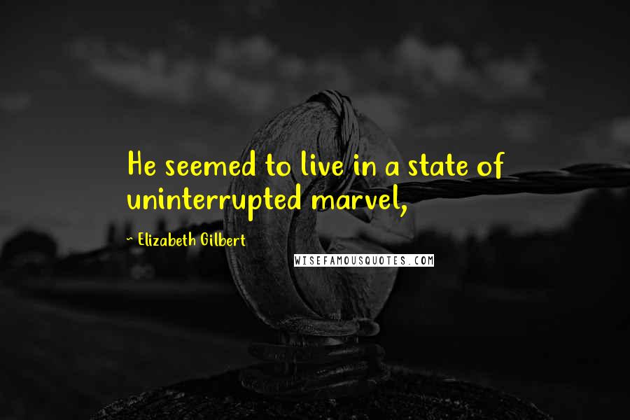 Elizabeth Gilbert Quotes: He seemed to live in a state of uninterrupted marvel,