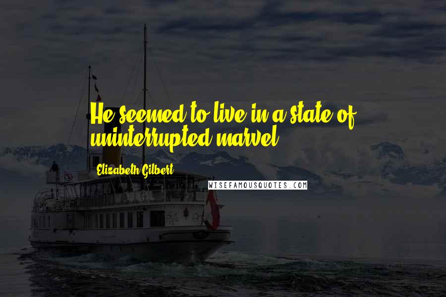 Elizabeth Gilbert Quotes: He seemed to live in a state of uninterrupted marvel,