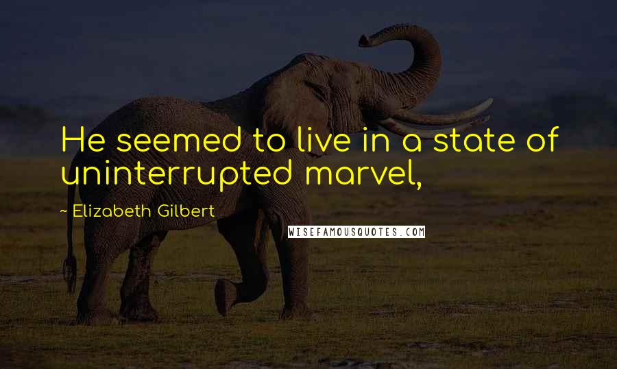 Elizabeth Gilbert Quotes: He seemed to live in a state of uninterrupted marvel,