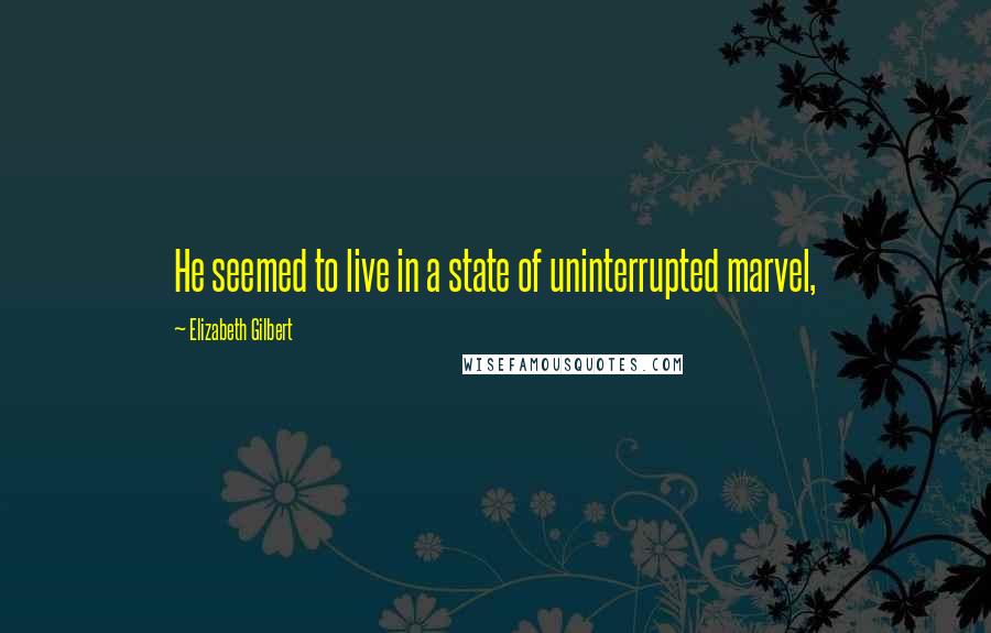 Elizabeth Gilbert Quotes: He seemed to live in a state of uninterrupted marvel,