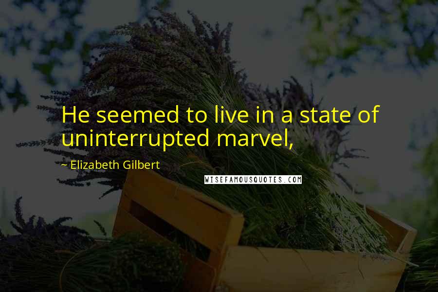 Elizabeth Gilbert Quotes: He seemed to live in a state of uninterrupted marvel,